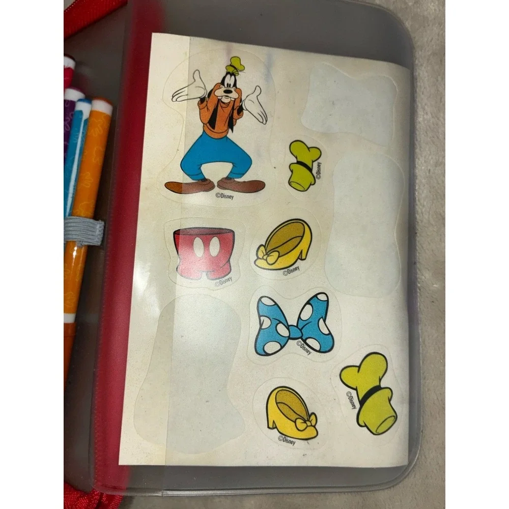 Vintage Mickey Mouse Disney Pencil‎ Case Stationary Kit Zipper *flaw